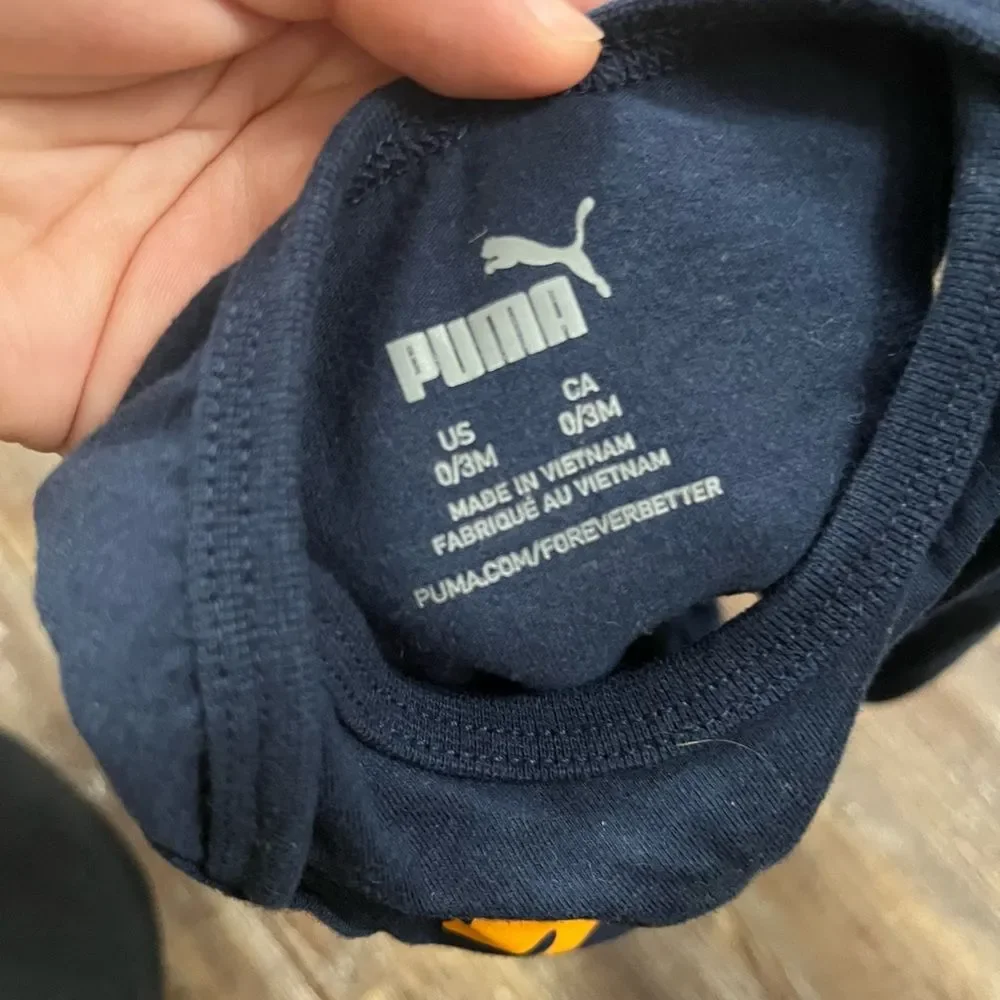 Puma Dark Navy Blue Sleeveless Baby Boy Snap Up Onesie Size 0/3M